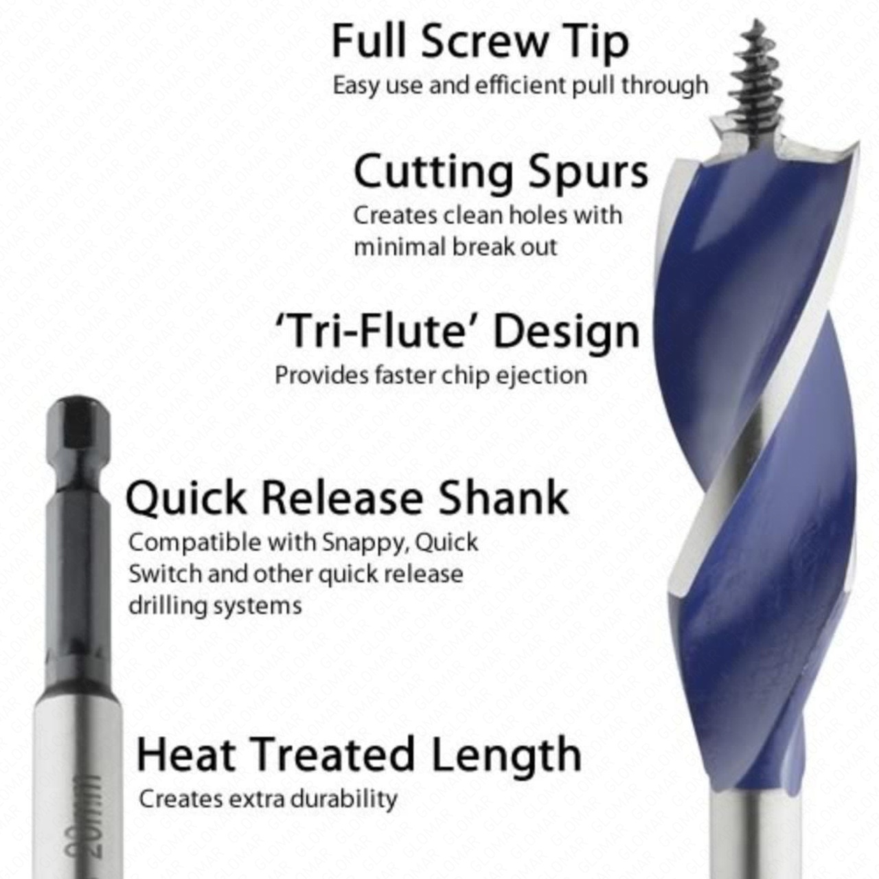 Irwin Blue 6X Groove Wood Drill Bit - Image 4
